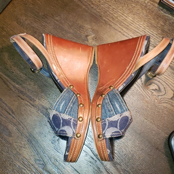 Coach Lynda Patchwork Leather Denim Snake Wedge 8 - Picture 8 of 16